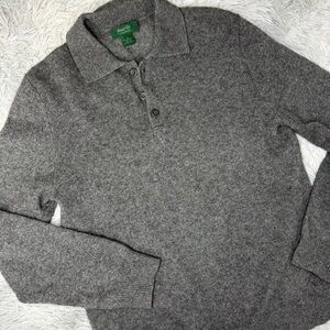 Marshall Field’s Cashmere Polo Sweater Gray Long Sleeve Men’s Medium